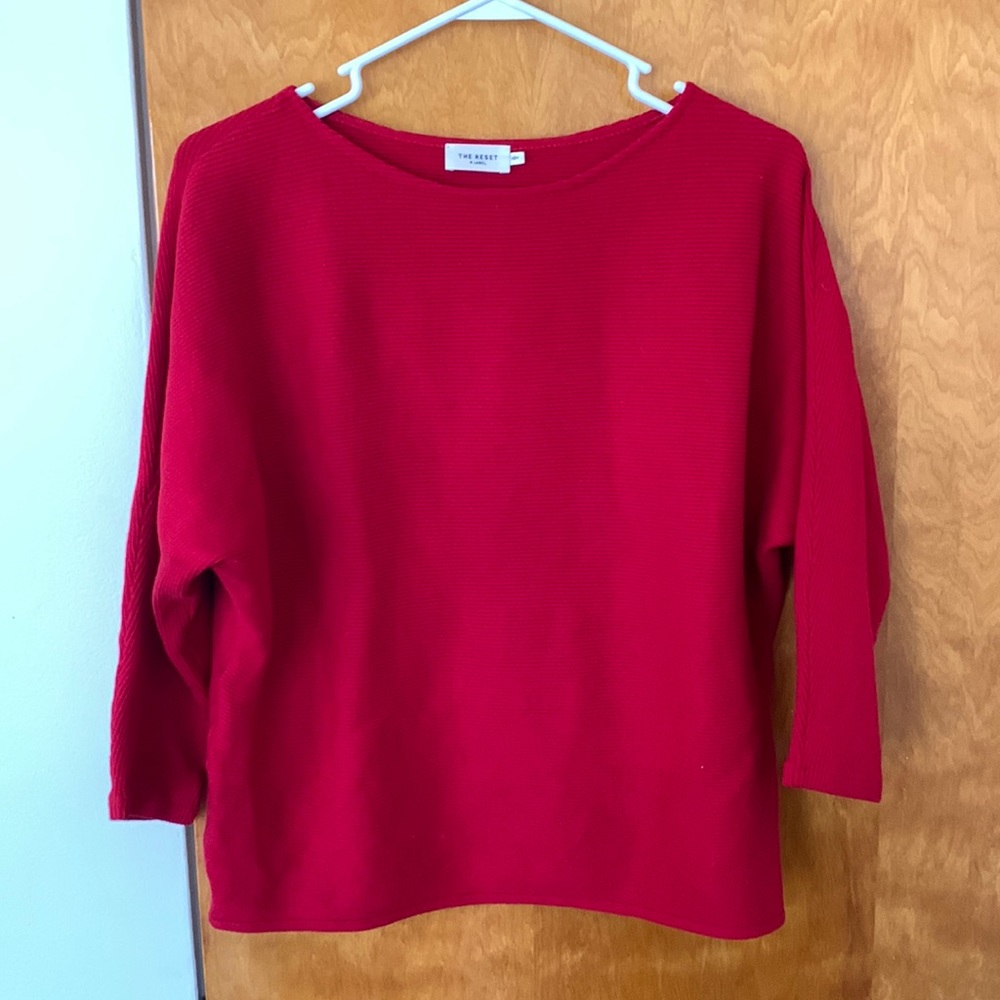 The Reset Ribbed Pullover, Crimson